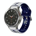 Per Samsung Galaxy Watch 4 Classic 46mm cinturino in silicone con trama curva (bianco + blu)