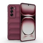 Per OPPO Reno12 Global Magic Shield TPU + custodia per telefono in flanella (vino rosso)