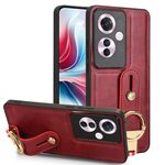 Per OPPO Reno11 PJH110 Custodia posteriore in pelle con cinturino (rosso)