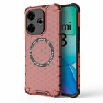 Custodia per telefono antiurto con anello magnetico a nido d'ape globale per Redmi 13 4G (rosso)