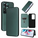 Per OPPO Reno11 PJH110 Custodia per cellulare in pelle con texture in fibra di carbonio (verde)