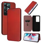 Per OPPO Reno11 PJH110 Custodia in pelle con texture in fibra di carbonio (marrone)