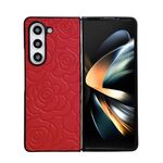 Per Samsung Galaxy Z Fold6 Custodia protettiva con motivo floreale (rosso)