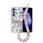 Per Samsung Galaxy Z Fold6 Custodia per telefono in PC dipinta con vernice perlescente con braccialetto sciarpa fai da te (fiore schizzo)