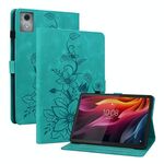 Custodia per tablet in pelle goffrata giglio per Lenovo Tab K11 Plus (verde)