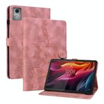 Custodia per tablet in pelle goffrata giglio per Lenovo Tab K11 Plus (rosa)