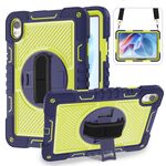 Per Huawei MatePad 11.5 2023 Custodia per tablet in silicone con contrasto per PC e rotazione a 360 gradi (blu navy + giallo verde)