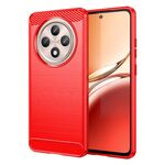 For OPPO Reno12 F 5G Brushed Texture Carbon Fiber TPU Phone Case(Red)