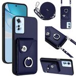 Per OPPO Reno11 F Thai Version Organ Card Bag Ring Holder Custodia per telefono con cordino lungo (blu)