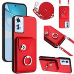 Per OPPO Reno11 F Thai Version Organ Card Bag Ring Holder Custodia per telefono con cordino lungo (rosso)