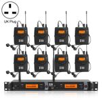 XTUGA IEM1200 Trasmettitore wireless 8 Bodypack Stage Singer Sistema di monitoraggio in-ear (spina UK)