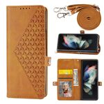 Per Samsung Galaxy Z Fold6 Custodia per telefono magnetica in pelle con trama di vitello a griglia cubica (giallo)