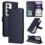 Per OPPO Reno12 Pro 5G Custodia per telefono in pelle con flip orizzontale multifunzionale globale con tre slot per carte (blu navy)