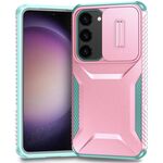 Per Samsung Galaxy S23 FE 5G Custodia per telefono scorrevole Camshield (rosa + grigio verde)