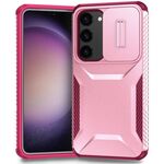 Per Samsung Galaxy S23 FE 5G Custodia per telefono scorrevole Camshield (rosa + rosso rosa)