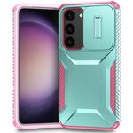 Per Samsung Galaxy S23 FE 5G Custodia per telefono scorrevole Camshield (grigio verde + rosa)