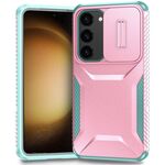 Per Samsung Galaxy S23+ 5G Custodia per cellulare scorrevole Camshield (rosa + grigio verde)
