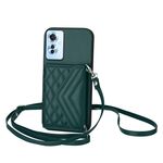 Per OPPO Reno11 F Thai Version Rhombic Texture Card Bag RFID Custodia per telefono con cordino lungo (verde)