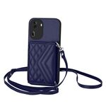 Per OPPO Reno11 Global Rhombic Texture Card Bag RFID Custodia per telefono con cordino lungo (blu)