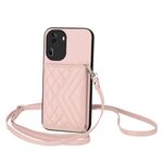 Per OPPO Reno11 Global Rhombic Texture Card Bag RFID Custodia per telefono con cordino lungo (oro rosa)