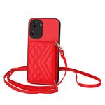 Per OPPO Reno11 Global Rhombic Texture Card Bag RFID Custodia per telefono con cordino lungo (rosso)