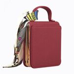 Per Samsung Galaxy Z Flip6 Custodia per telefono in PU con motivo Litchi e specchio per il trucco con sciarpa di seta (rosso)