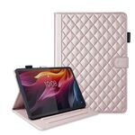 Per Lenovo Xiaoxin Pad Pro 12.7 2025 Custodia in pelle con motivo a reticolo romboidale (oro rosa)