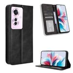 Per OPPO Reno11 PJH110 Custodia per telefono in pelle con fibbia magnetica e texture retrò (nero)
