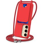 Per Samsung Galaxy S23 FE 5G Custodia per telefono in silicone liquido tinta unita con cordino (rosso)