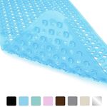 Tappetino da bagno antiscivolo Tappetini da bagno con taglio diamantato con fori di scarico e ventosa 88 x 40 cm (blu trasparente)