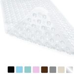 Tappetino da bagno antiscivolo Tappetini da bagno con taglio diamantato con fori di scarico e ventosa 88 x 40 cm (trasparente)