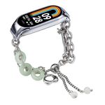 Per cinturino per orologio Xiaomi Mi Band 8 in onice con perline di cristallo (argento + ciambella di giada)