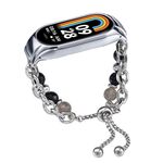 Per cinturino per orologio Xiaomi Mi Band 8 in onice con perline di cristallo (argento + perlina di agata)