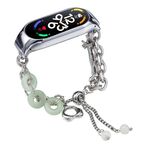 Per cinturino per orologio Xiaomi Mi Band 7 in onice con perline di cristallo (argento + ciambella di giada)