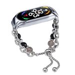 Per cinturino per orologio Xiaomi Mi Band 7 in onice con perline di cristallo (argento + perlina di agata)