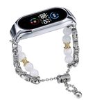 Per cinturino per orologio Xiaomi Mi Band 5/6 in onice con perline di cristallo (colletto in argento + rame)