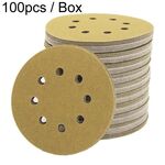 100 pezzi/scatola 5 pollici 8 fori disco rotondo carta vetrata 125mm giallo sabbia floccaggio foglio, grana: P800