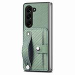 Per Samsung Galaxy Z Fold6 Custodia per cellulare con supporto per carta da polso con supporto per carte (verde)