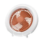 Ventilatore pieghevole da tavolo con luce notturna Mini ventilatore da campeggio sospeso, colore: arancione base