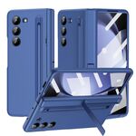 Per Samsung Galaxy Z Fold6 5G Custodia per telefono antiurto in pelle grana lunga Chi (blu)