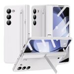 Per Samsung Galaxy Z Fold6 5G Custodia antiurto in pelle a grana lunga Chi (bianca)