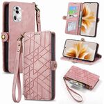 Per OPPO Reno11 Pro Custodia per cellulare in pelle con cerniera laterale geometrica globale (rosa)