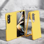 Per Samsung Galaxy Z Fold6 5G Custodia per telefono pieghevole antiurto con effetto pelle (giallo)