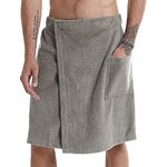 Asciugamano da spiaggia adesivo regolabile Doccia Accappatoio indossabile da uomo con tasche, Taglia: L (Grigio)