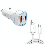 38W PD20W + QC3.0 Caricabatteria da auto USB con cavo dati da USB a Micro USB, lunghezza: 1 m (bianco)