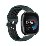 Per cinturino in silicone traspirante traforato bicolore Fitbit Versa 4 (verde oliva + nero)