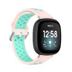 Per cinturino in silicone traspirante traforato bicolore Fitbit Versa 3 (rosa + anatra d'acqua)