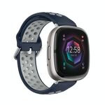 Per cinturino in silicone traspirante traforato bicolore Fitbit Sense 2 (blu scuro + grigio)