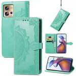 Per Motorola Edge 30 Fusion Custodia per cellulare in pelle goffrata mandala fiore (verde)