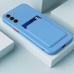 Per Samsung Galaxy A14 5G Skin Feel Card TPU Custodia per telefono con bottoni a contrasto di colore (cielo blu)